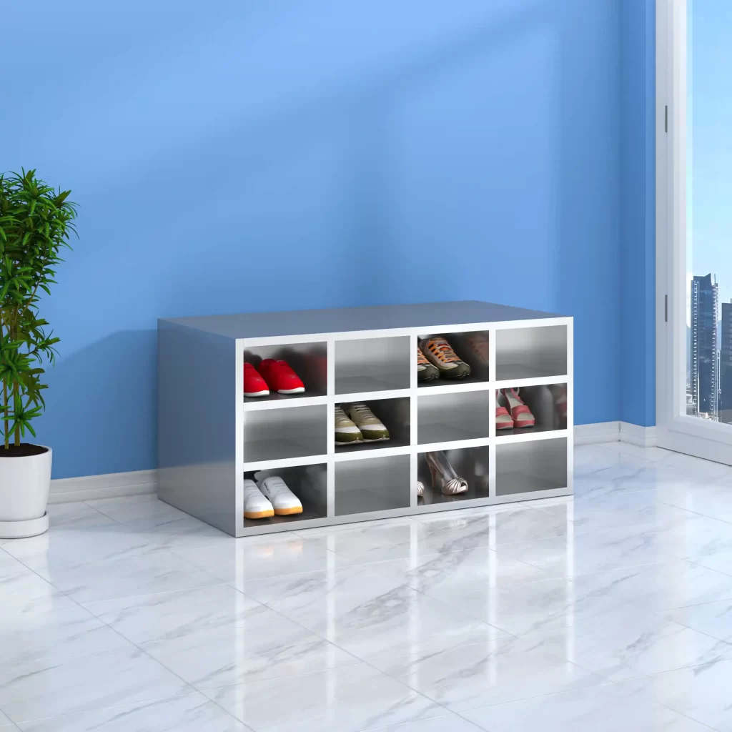 12-grid stainless steel shoe cabinet