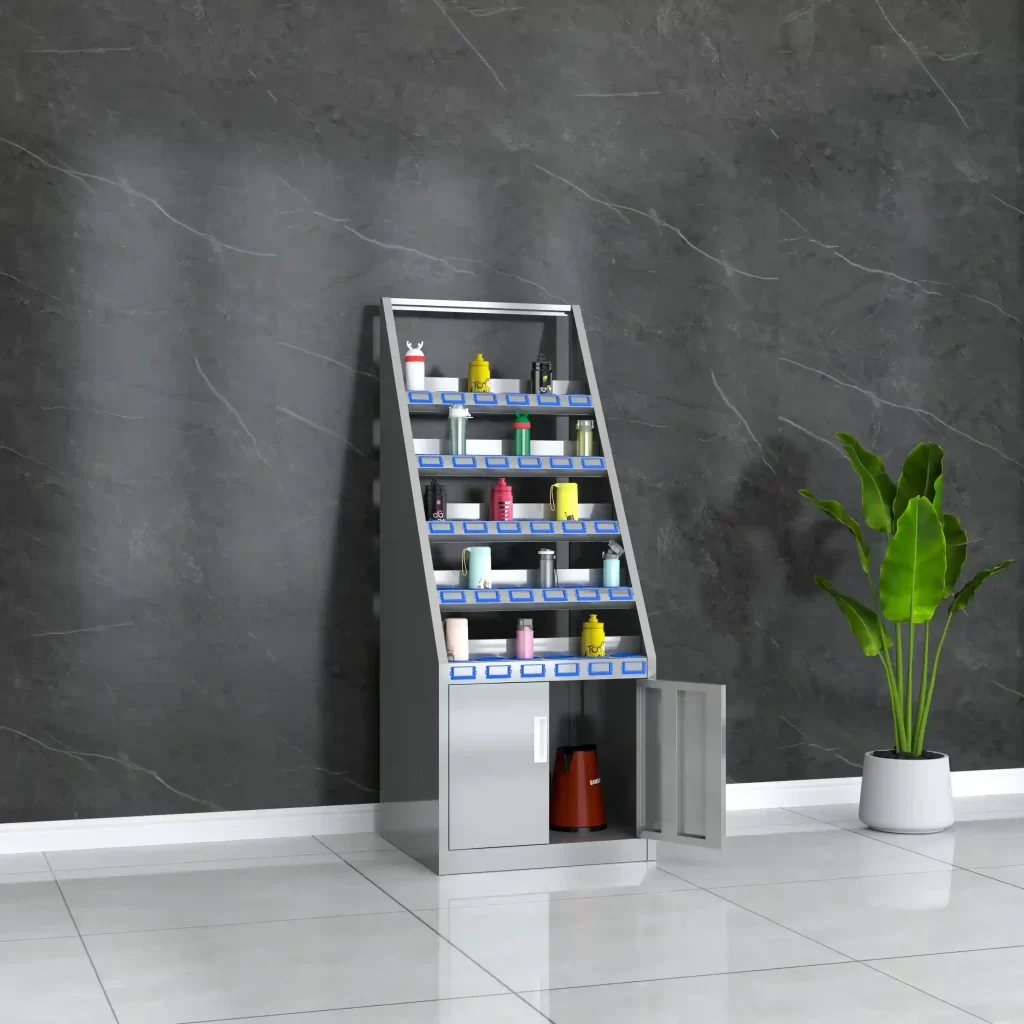 5-layer 30-grid 2-door stainless steel cup holder