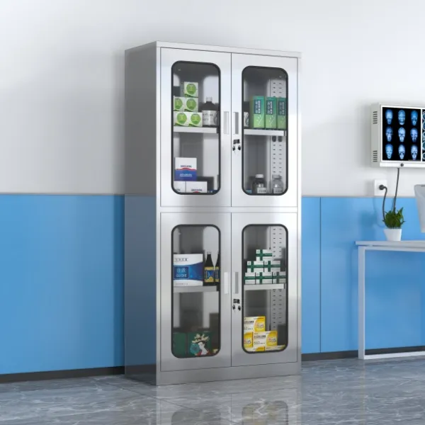 upper and lower glass stainless steel medicine cabinet