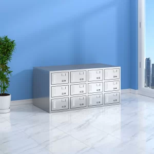 12-door stainless steel shoe cabinet with magnetic doors