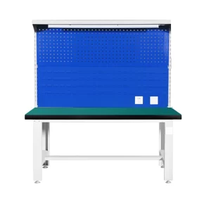 steel workbench with hanging board