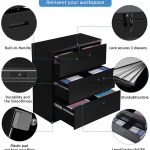 3-drawer wide filing cabinet details