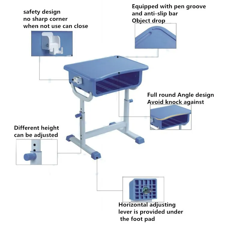 details of adjustable tables for classrooms
